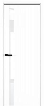 H2 ДО ART Lite Lacobel White Pure 800*2000 Белая эмаль (43) ALU Черная