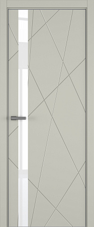 Chaos ДО ART Lite Lacobel White Pure 800*2000 Серый шелк эмаль (43) ALU Серая